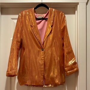 Colorant Orange Lamé Women's Blazer